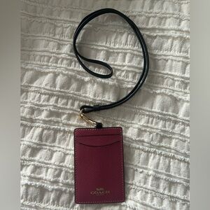 Coach Pink Card Holder Lanyard